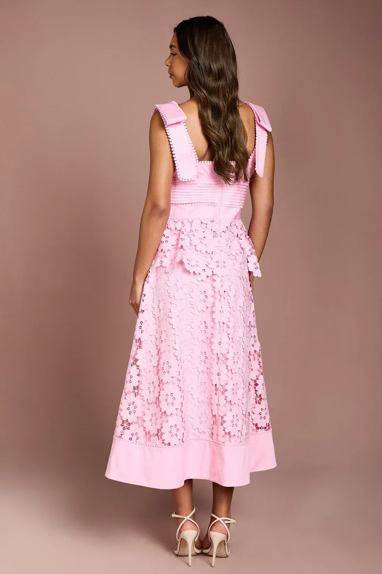 Peplum Lace Midi Dress - 2