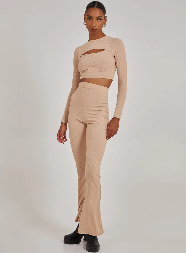 Ribbed Long Sleeve Letterbox Top - 1