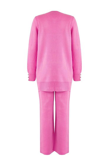 Pink Pearl Buttoned Knitwear Top-Bottom Set product thumbnail 2