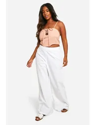 Plus Linen Corset Top - rust