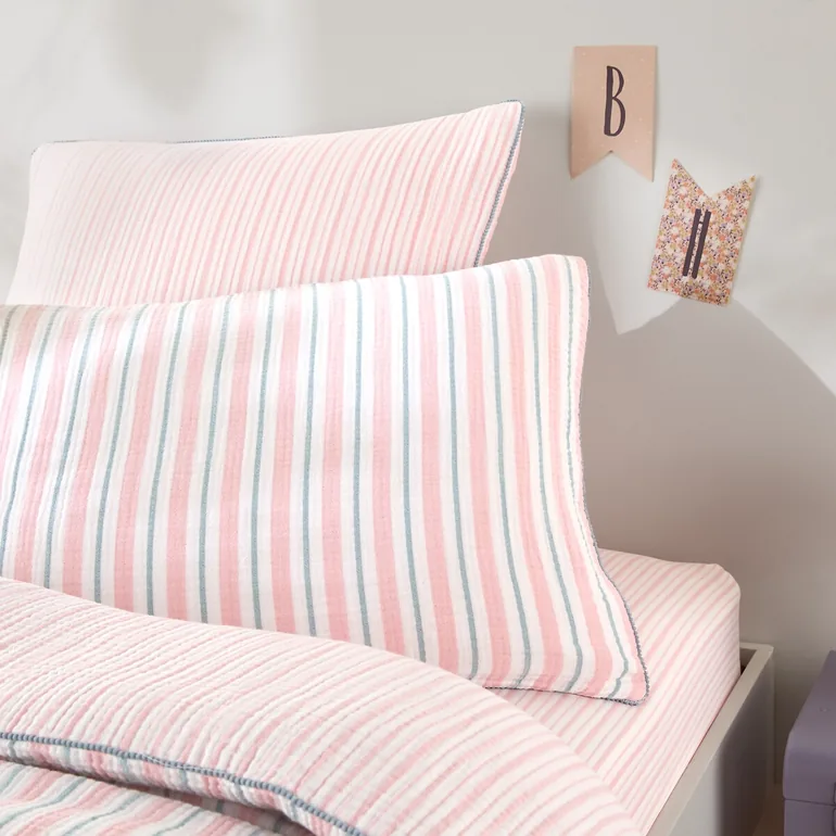 AdÃ¨le Striped Cotton Muslin Child's Pillowcase - 4