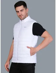 Men White Padded Puffer Vest - 3