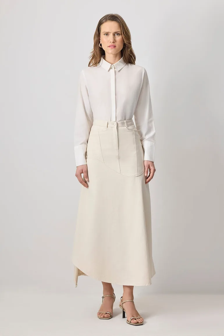 ASYMMETRIC CUT DENIM SKIRT