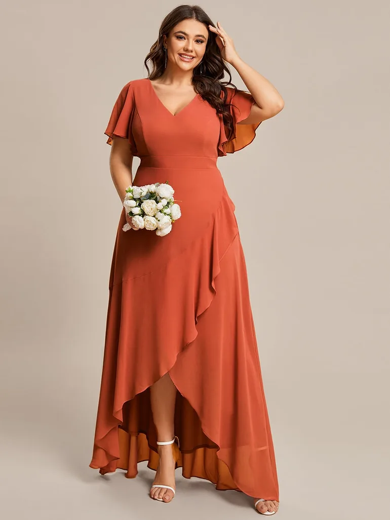 ever OREE|Charming Chiffon Bridesmaid Dress with Lotus Leaf Hemline - 3