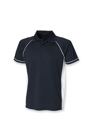 Finden & Hales Mens Panel Performance Sports Polo T-Shirt - Navy/White