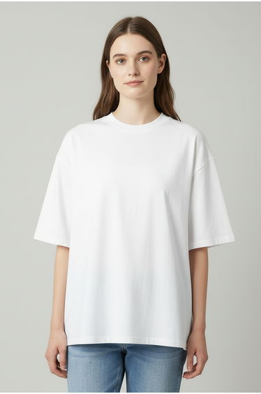 White Oversized Drop Shoulder T-Shirt