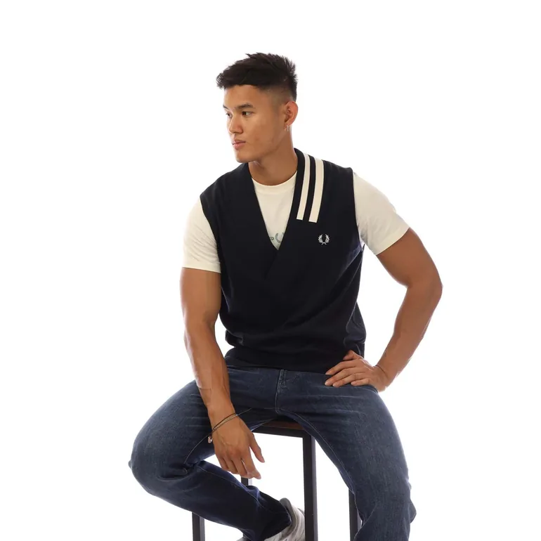 سترة فريد بيري كحلي محبوك بلا أكمام - 3