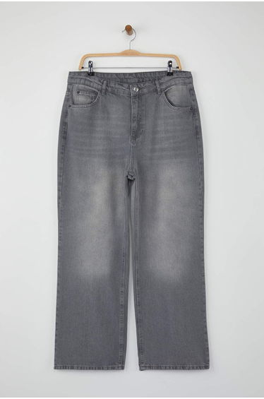 Gray High Waist Wide Leg Plus Size Wide Leg Jeans