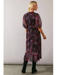 Petite Purple Paisley Wrap Dress - 2