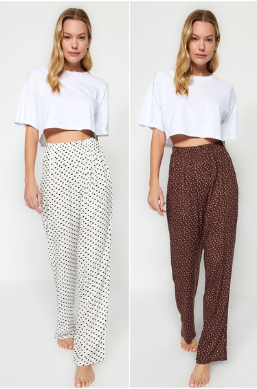 2-Pack Heart Patterned Viscose Woven Pajamas Bottoms