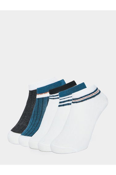 Set of 5 - Striped Cuff Ankle Length Socks