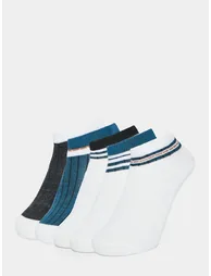 Set of 5 - Striped Cuff Ankle Length Socks