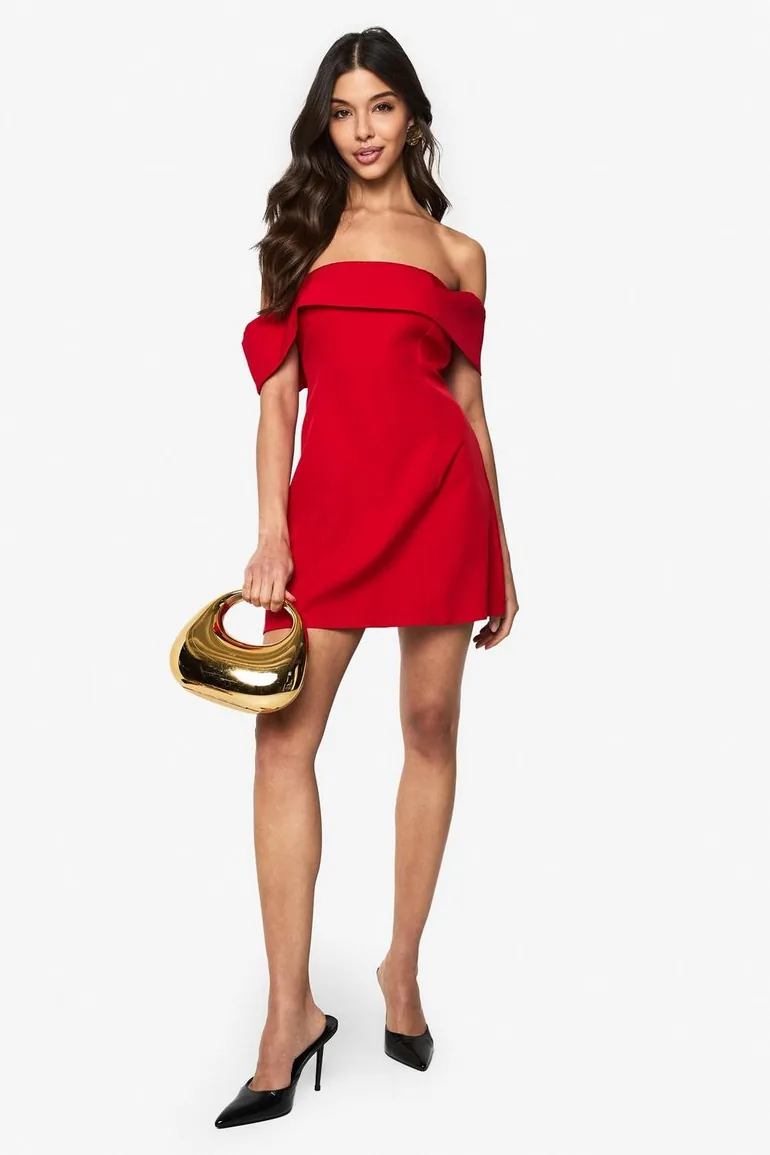 red bardot skater dress Red Tall Off The Shoulder Bardot Skater Dress