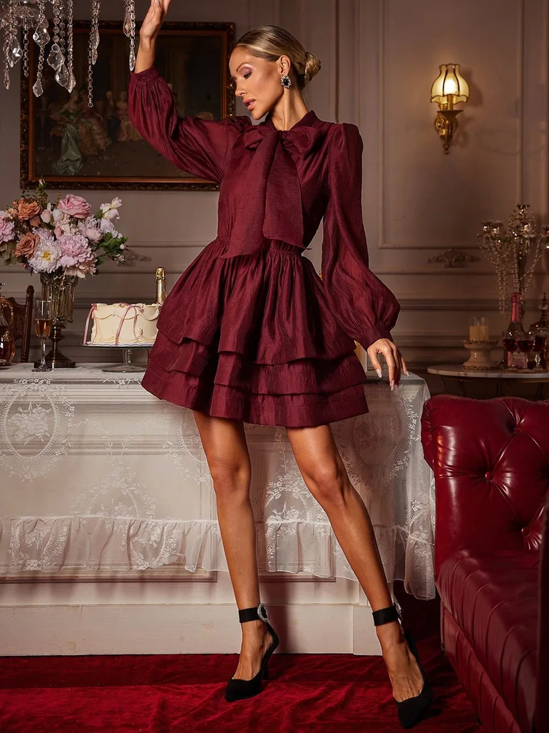 strapless open back dress Laviniah Foldover Long Sleeve Mini Dress Red– Selfie Leslie