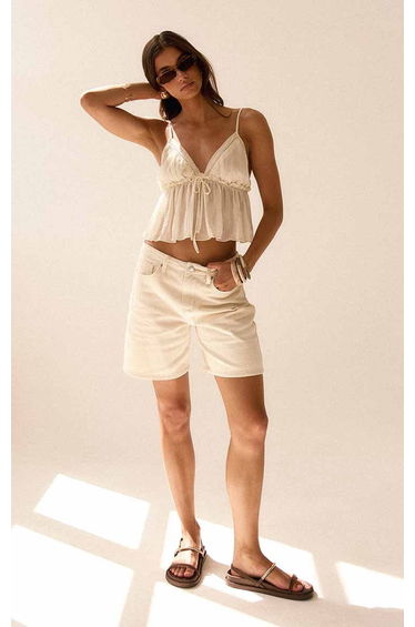 Butter Yellow Low Rise Denim Jorts