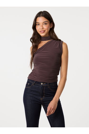 Choker Scarf Detail Slinky Top