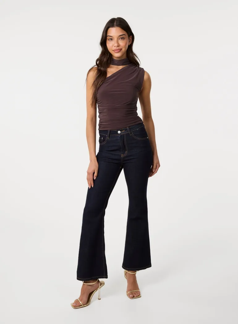 Choker Scarf Detail Slinky Top - 1
