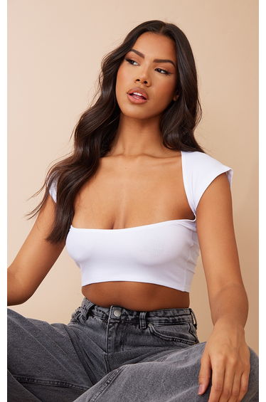 White Soft White Rib Backless Top