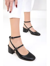 Women's Black Classic Heeled Shoes - 4