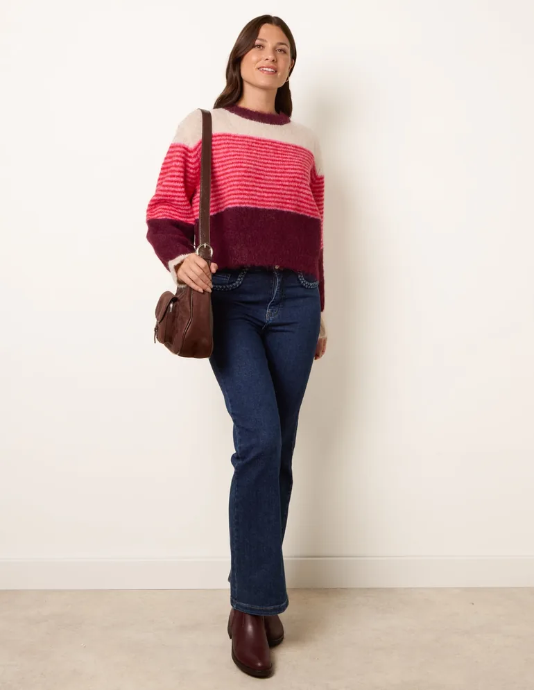 Striped Round Neck Knit Jumper - 2