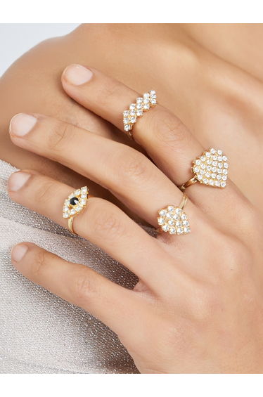 Pack of 4 - Gold Embellished Rings