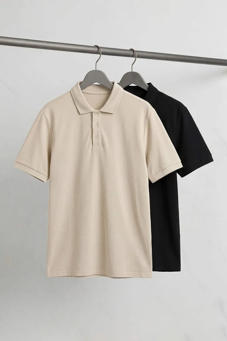 Brown-Stone 2-Pack Regular/Normal Cut 100% Cotton Polo Neck T-Shirt
