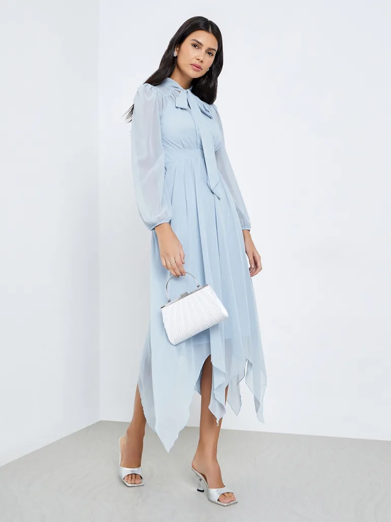 blue dress balloon sleeves Eira Balloon Sleeve Mini Dress main image 0