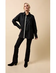 Black Embellished Trim Detail Shirt - 4