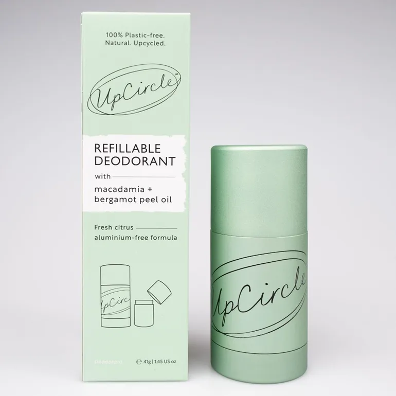 UpCircle Refillable Deodorant with Macadamia + Bergamot - 1 case + 1 r