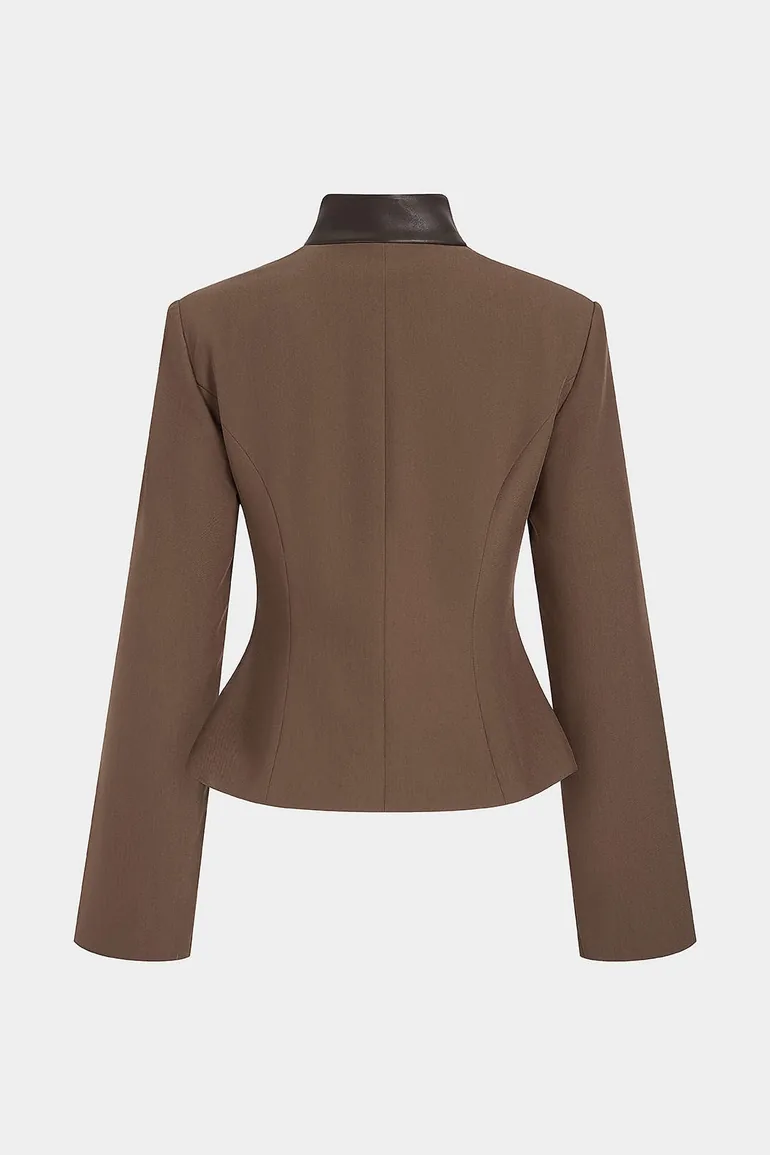 Faux Leather Patchwork Jacket - 2