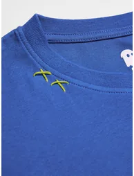 Blue Embroidered Oversized T-Shirt - 5