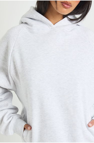 Petite Raglan Seam Oversized Hoodie - ash grey product thumbnail 4