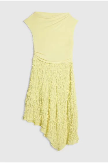 Petite Yellow Lace Hybrid Drape Dress
