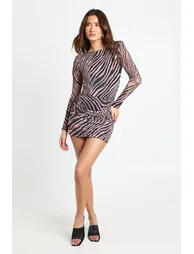 Zebra Mesh Draped Mini Skirt - zebra - 2