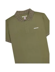 Lambretta Mens SS25 Gingham Polo Shirt - Khaki Green - 2