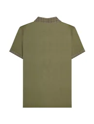 Lambretta Mens SS25 Gingham Polo Shirt - Khaki Green - 1