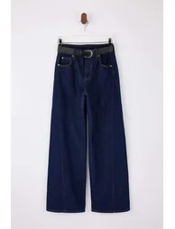 Dark Blue High Waist Wide Leg Jeans