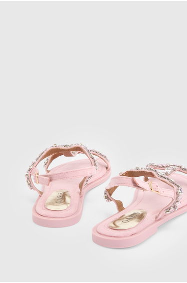 Mayla Faux Suede Embellished T bar Flat Sandals product thumbnail 2