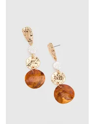 Hammered Gold Drop Earrings - gold - 2