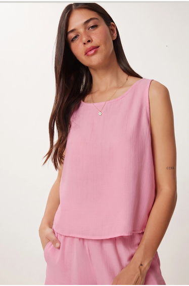 ISTANBUL Sleeveless Boat Neck Cotton Two-Piece With Wide Leg Shorts product thumbnail 3