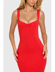 Modal Lace-Trim Midaxi Dress in Cherry - 3