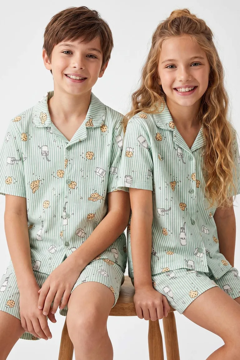 Green 100% Cotton Unisex Pajama Set - 5