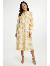 Petite Floral Drawstring Shirt Dress