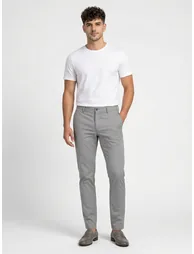 Grey Solid Structured Trousers
