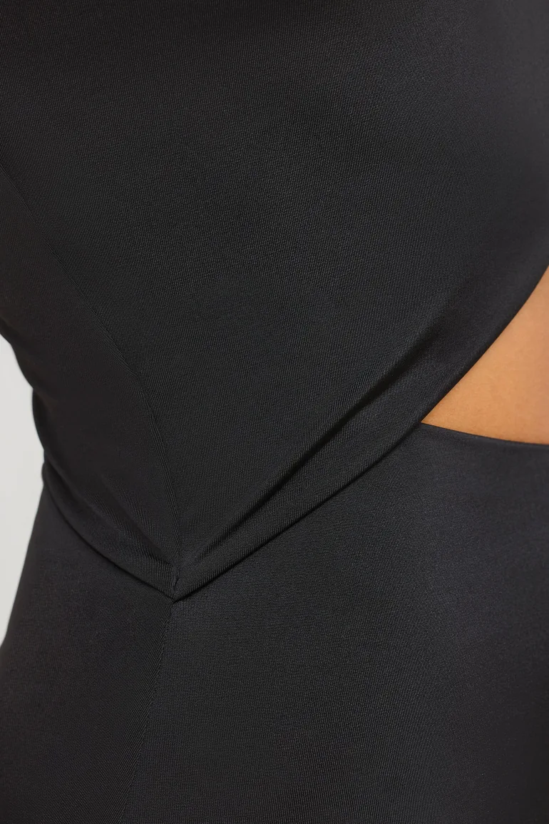 Premium Jersey Asymmetric Cut Out Maxi Dress in Black - 8