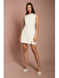 Sequin Boucle Shift Dress With Bows