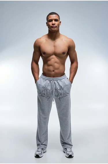 Man Active Straight Leg Loopback Joggers - grey marl