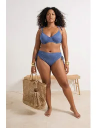Non-Fading Glitter Indigo Tie-Up Plus Size Bikini Top