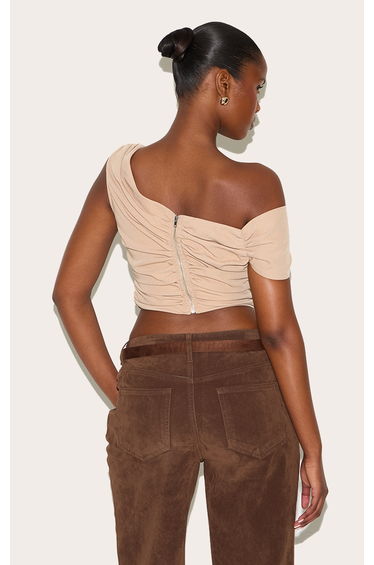Sand Asymmetric Bardot Top product thumbnail 2