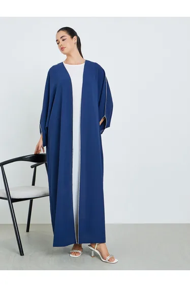 Women Navy Blue Open Front Abaya